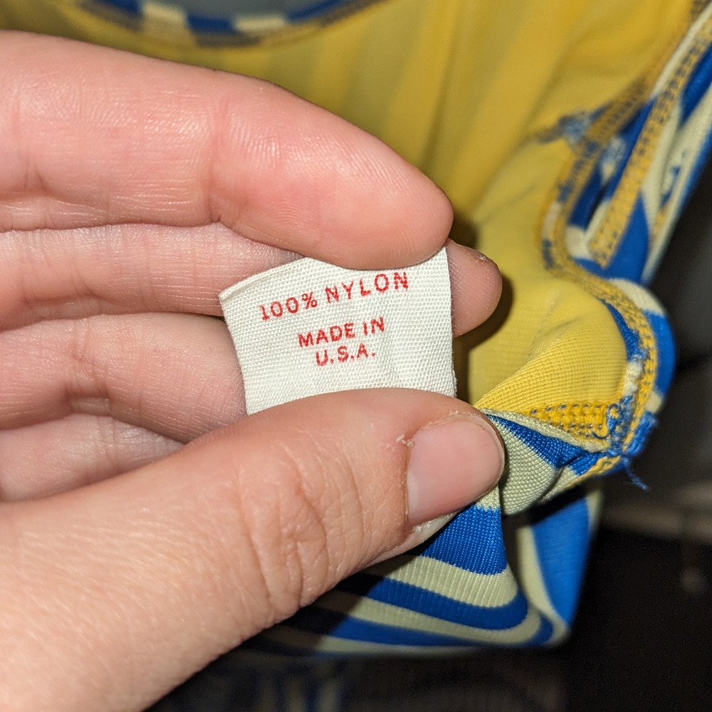 Blue and Yellow Striped Vintage Speedo Swimsuit - Picture 6 of 7
